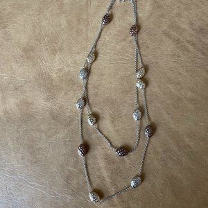 Station Necklace Simple Chain to layer with Gold  Copper and Silver tone Nuggets